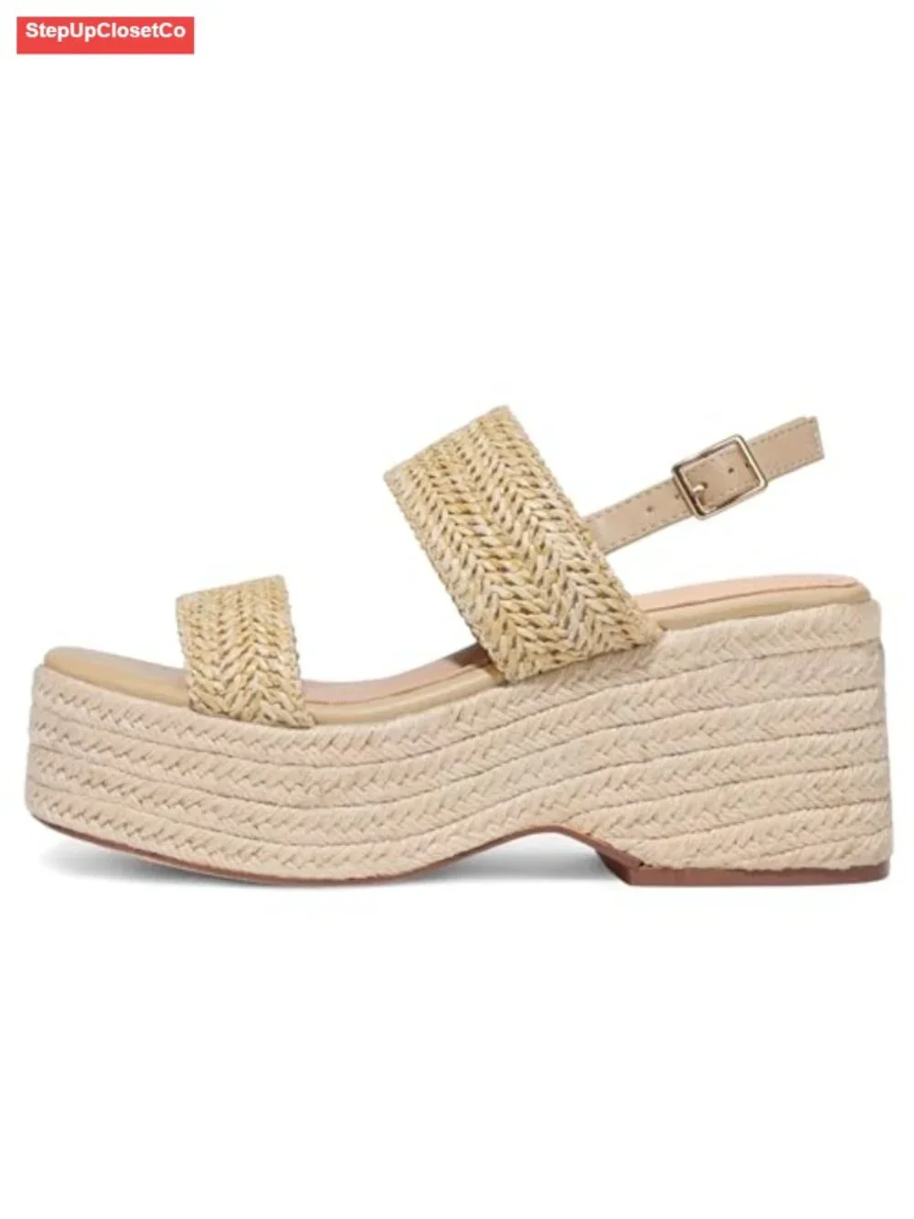 Platform Wedge Espadrille Sandals Straw Raffia Woven Ankle Strap Open Toe Beach